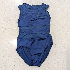 CHRISTMAS BLUE Balera Gymnastics Ballet Dance Leotard Child Medium Mesh Zip Up